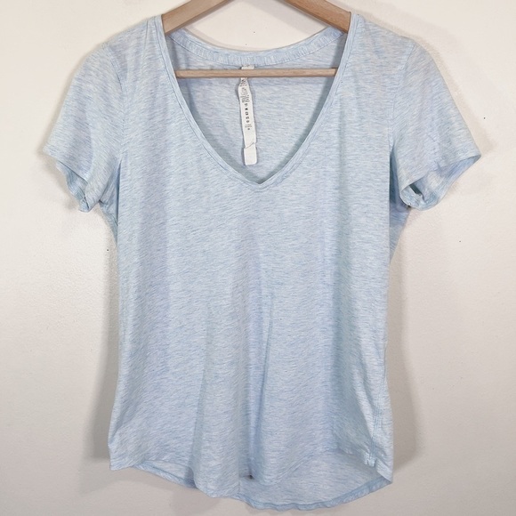 Lululemon Love Tee Short Sleeve Heathered Blue Linen - Picture 4 of 13
